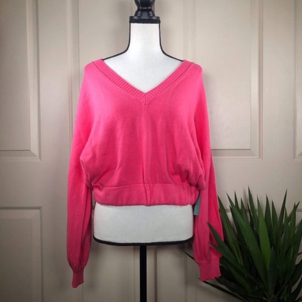 NWT Abound V-neck Knit sweater Pink Magenta Medium - Picture 7 of 7